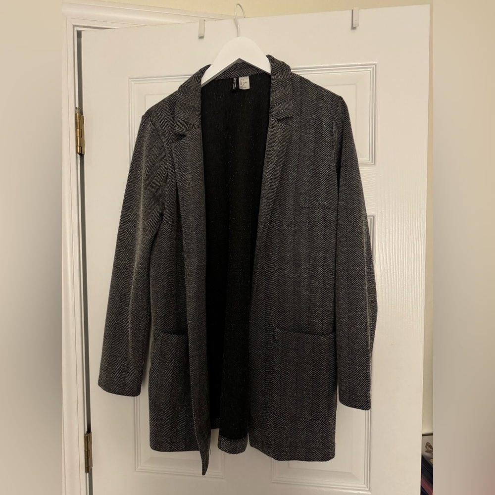 H&M Oversized Gray Textured Blazer Coat